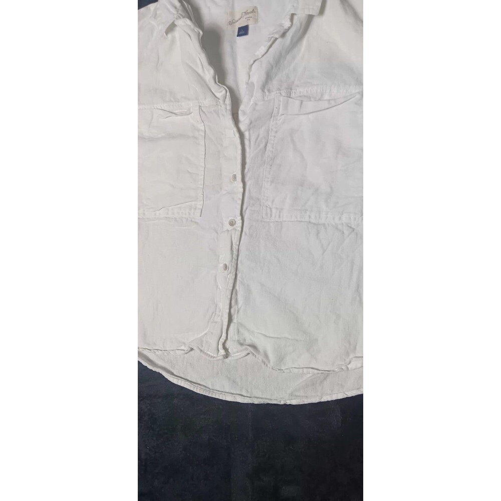Universal Thread Linen Blend Short Sleeve Button Up Shirt L White Coastal Beach - Picture 6 of 11